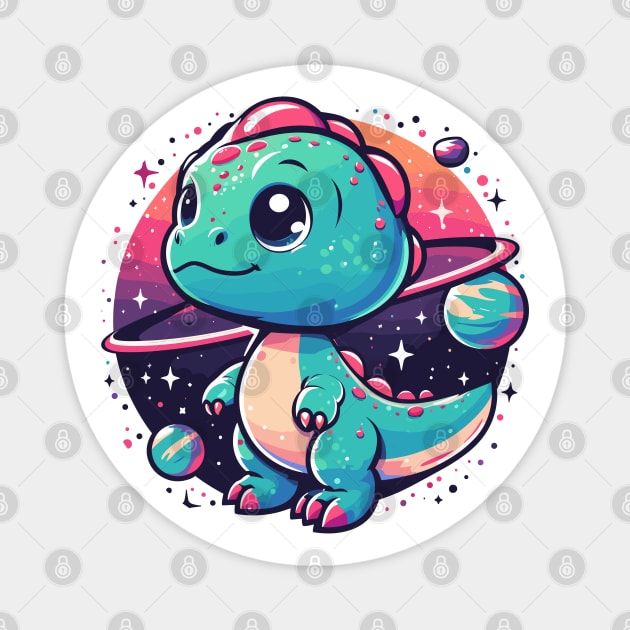 Cosmic Dino Explorer: Tiny Dinosaur in Space! Magnet by designerhandsome